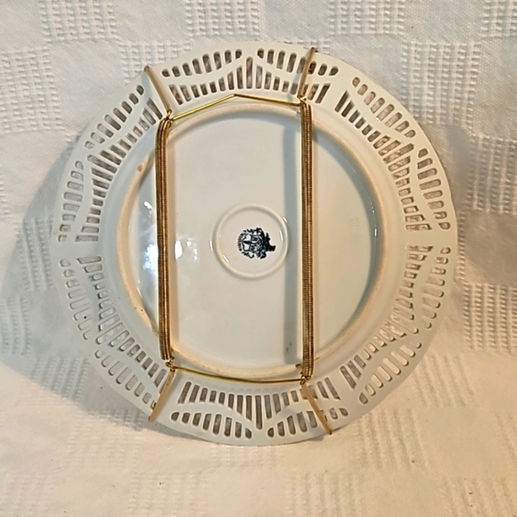 Vintage Dancing Couple Bavarian Plate German Reticulated Filigree Lace Cutout - Picture 7 of 8